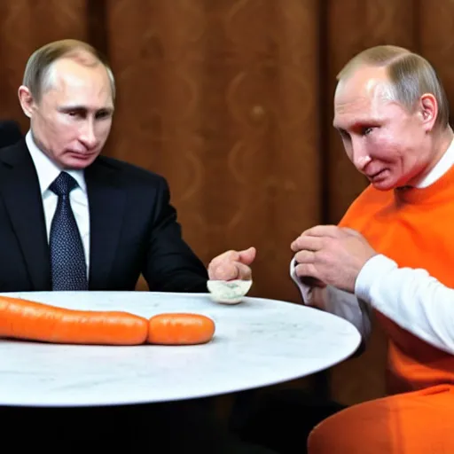 Prompt: putin eating a carrot, but carrot is chesspiece