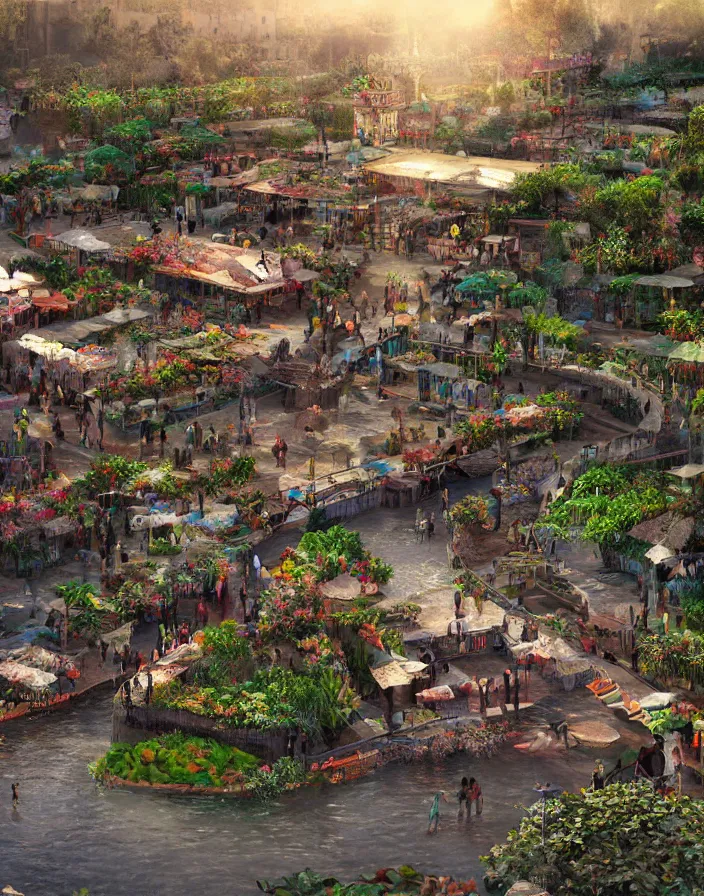 Prompt: Xochimilco, concept art, ultra realistic, super detailed, photorealistic, cinematographic, epic lighting, religious