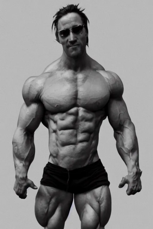 Image similar to Matthew Mercer is a jacked muscle builder gigachad, grayscale photography