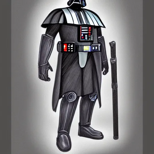 Image similar to Darth Vader, jrpg character design, character art, matte colors, colorized pencil sketch