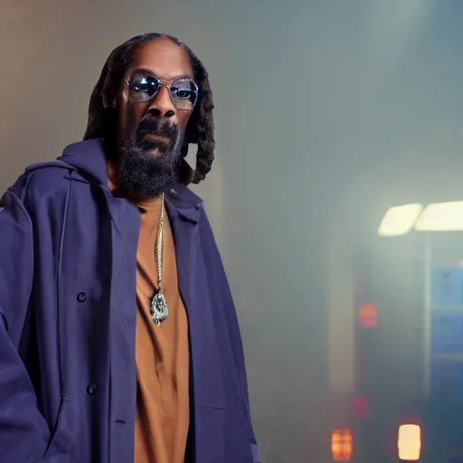 Prompt: snoop dogg as a rough dirty old man with a scruffy beard in a dark blue trenchcoat as the new doctor who, cinematic, volumetric lighting, f 8 aperture, cinematic eastman 5 3 8 4 film, photorealistic