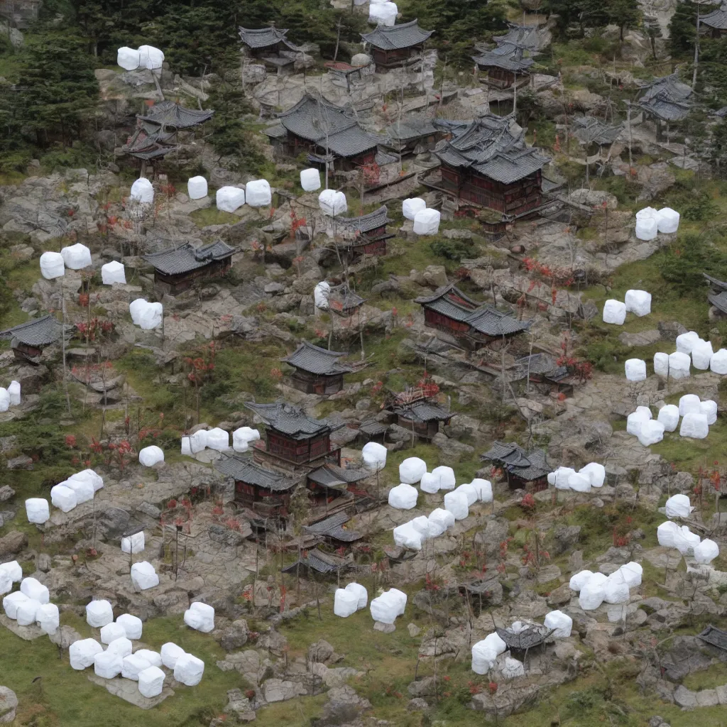 Image similar to feudal Japan marshmallow fortress