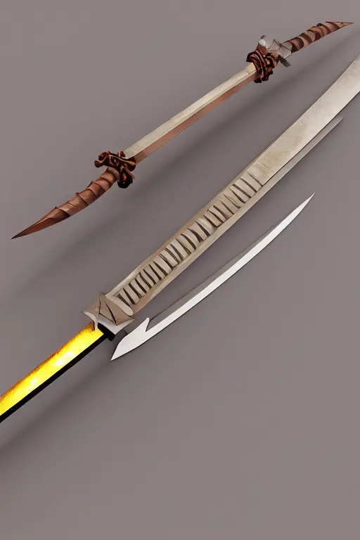 Image similar to sharp long judgment sword, glowing glyphs, orthographic. studio lighting photorealistic