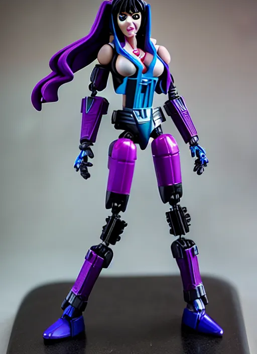 Prompt: Transformers Elvira action figure from Transformers: Kingdom, symmetrical details, by Hasbro, Takaratomy, tfwiki.net photography, product photography, official media