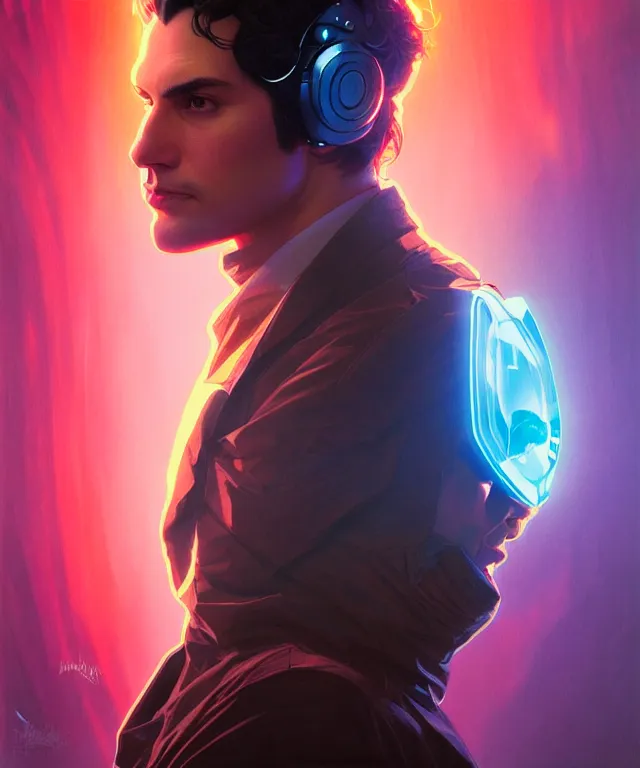 Prompt: Hacker man hologram portrait, highly detailed, digital painting, artstation, concept art, smooth, sharp focus, illustration, art by artgerm and greg rutkowski and alphonse mucha