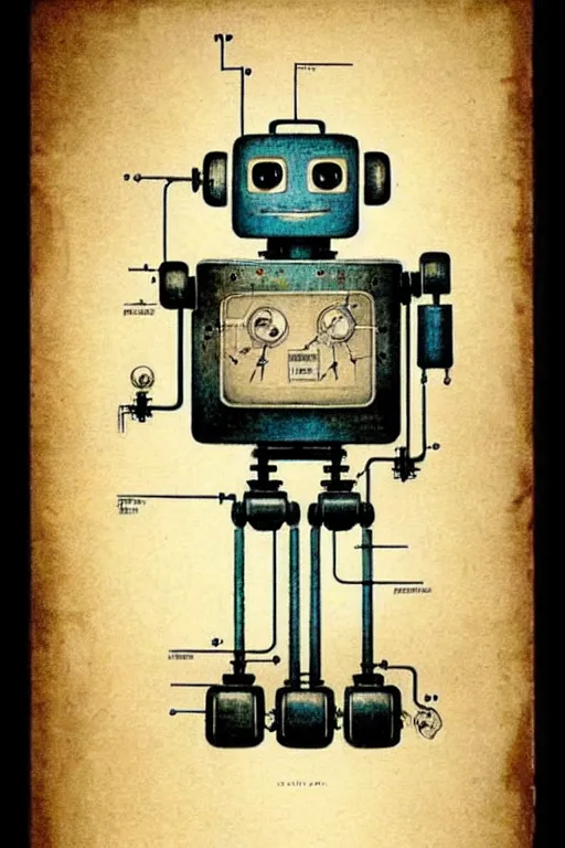 Image similar to (((((1950s robot schematics . muted colors.))))) by Jean-Baptiste Monge !!!!!!!!!!!!!!!!!!!!!!!!!!!