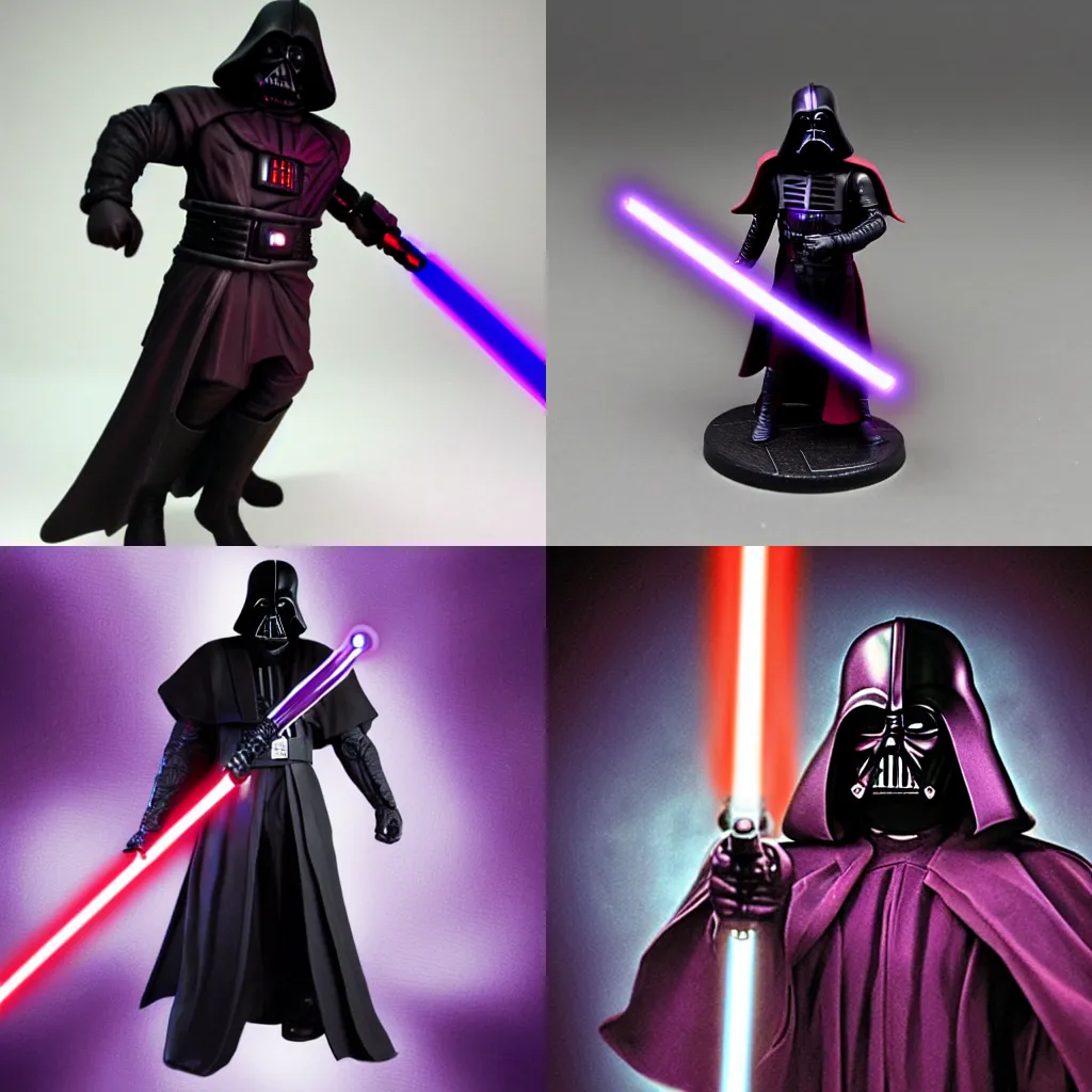 Prompt: sith warlord with a dark purple lightsaber