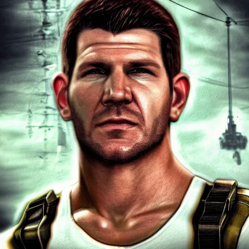 Prompt: David Boreanaz as chris redfield, artstation hall of fame gallery, editors choice, #1 digital painting of all time, most beautiful image ever created, emotionally evocative, greatest art ever made, lifetime achievement magnum opus masterpiece, the most amazing breathtaking image with the deepest message ever painted, a thing of beauty beyond imagination or words, 4k, highly detailed, cinematic lighting