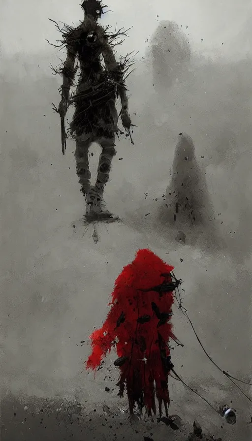 Image similar to life and death mixing together, by jakub rozalski