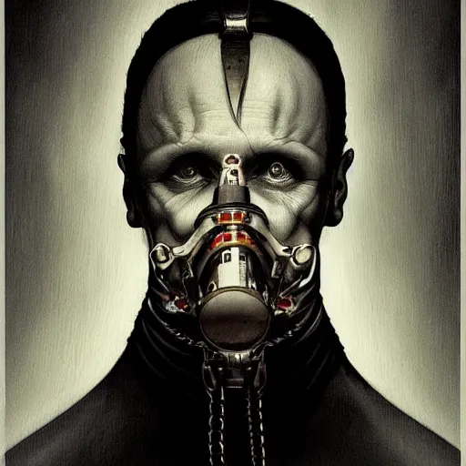 Image similar to ! dream hannibal lector, in the style of gerald brom, symmetry, smooth, sharp focus, semi - realism, intricate detail