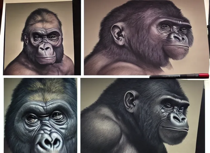 Image similar to Joe Rogan gorilla transformation, step by step, ArtGerm, masterpiece