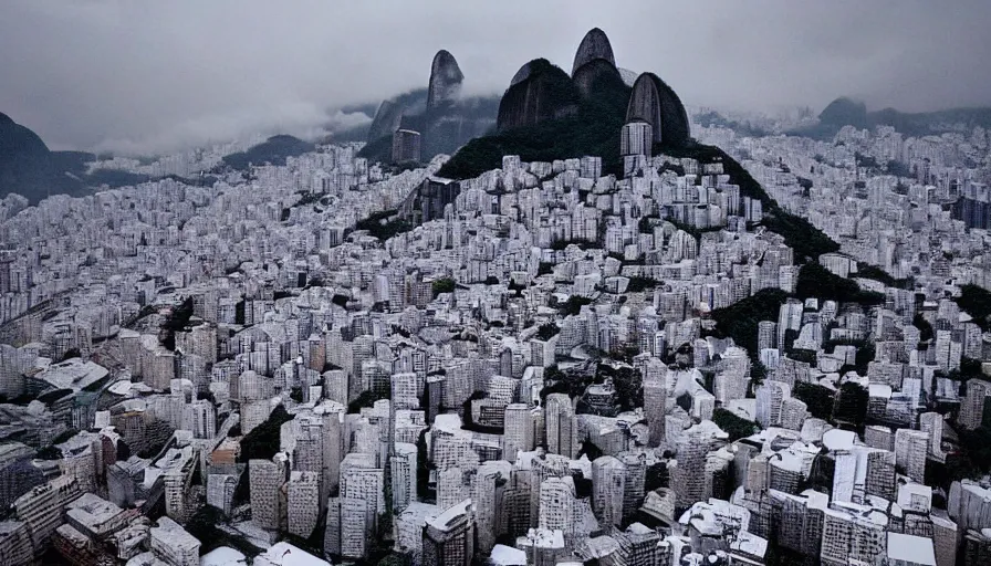 Image similar to the city of rio de janeiro covered in snow, 4 k, award winning photograph, beautiful, trending on instagram