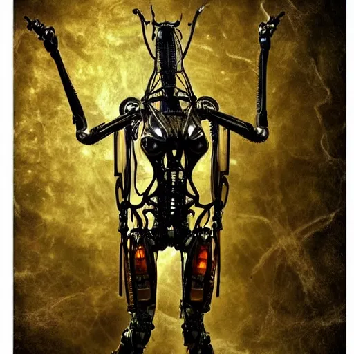 Prompt: full body transparent robot mantis with big mantis head and mantis eyes and mantis arms shooting electro shock wave plasma guns, intricate, sci fi, hr giger, hyperrealistic, fine lines, detailed, intricate, sci fi, steampunk, futuristic, blade runner bakcground