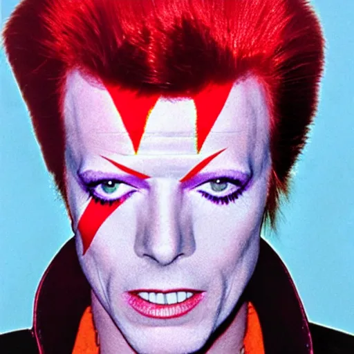 Image similar to Jack Nicholson as David Bowie in Aladdin Sane album cover art