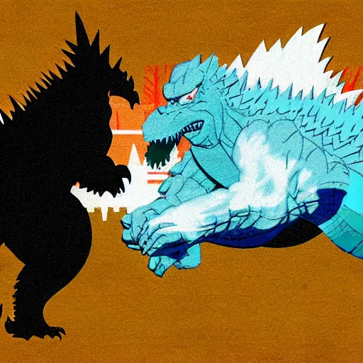 Prompt: godzilla vs obama in a wendy ’ s parking lot, photography, realistic, realism, photorealism, f 3. 5