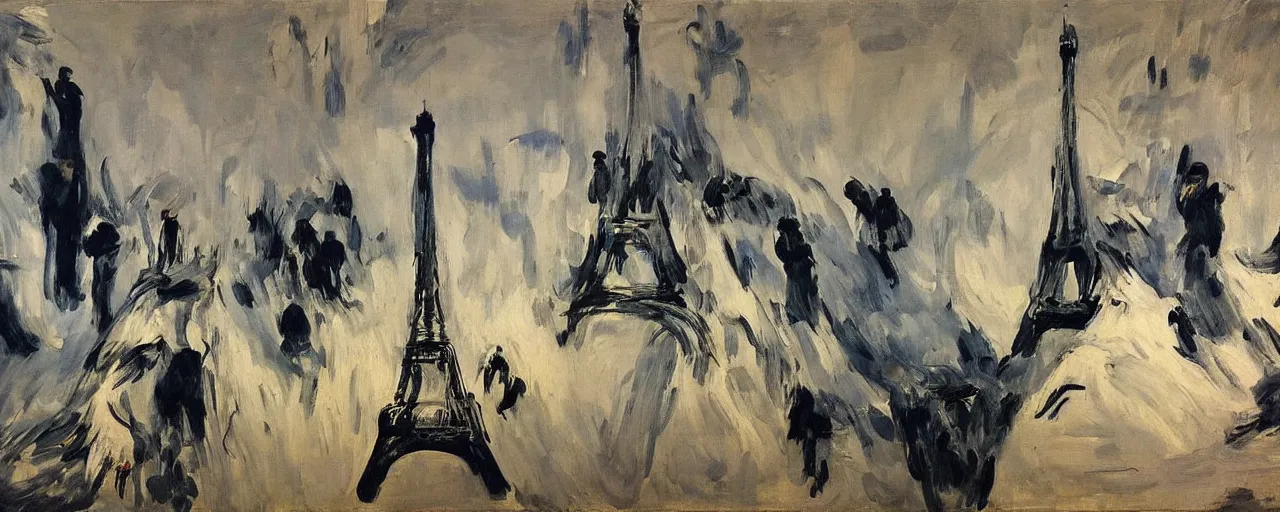 Prompt: remake of the eiffel tower structure by zaha hadid, oil painted by edouard manet