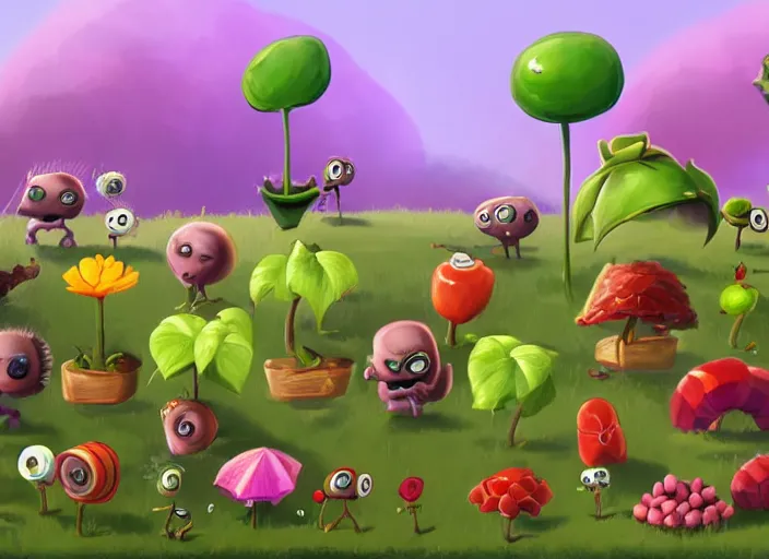 Prompt: concept art of cute candy plants for plants vs zombies game oil painting by Jama Jurabaev, extremely detailed, brush hard, artstation, for AAA game, high quality