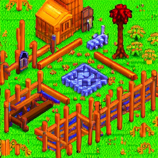 Prompt: isometric webdesign icon for stardew valley farm, 3d render,