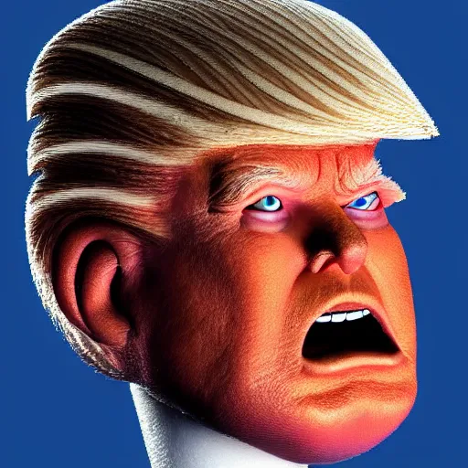 Prompt: donald trump's head as modok, the mental organism designed only for killing, little man in hovering throne, full body, psychic alien with huge head, marvel supervillain character