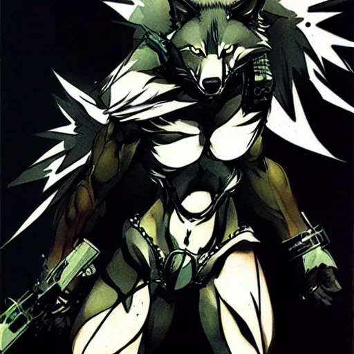 Image similar to an anthro wolf, Yoji Shinkawa