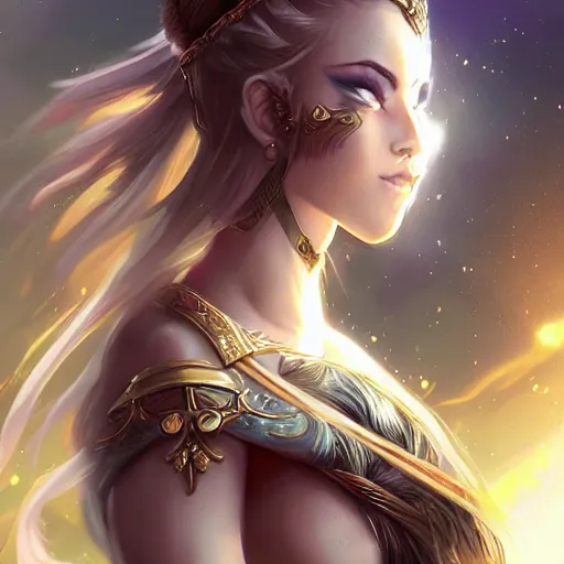 Prompt: a goddess mystic female warrior leader by ross tran digital artwork business leader