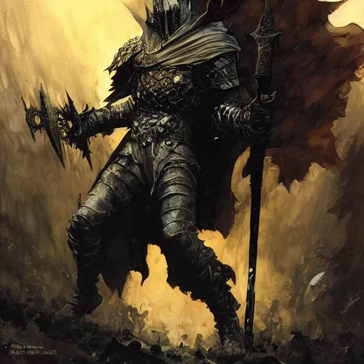 Prompt: The Dark Souls Knight, art by Craig Mullins, Simon Bisley, Gregory Manchess, Fernanda Suarez, Artem Demura, Alphonse Mucha, Donato Giancola, Jason Felix, Steve Argyle, Tyler Jacobson, Peter Mohrbacher, digital art, trending on artstation