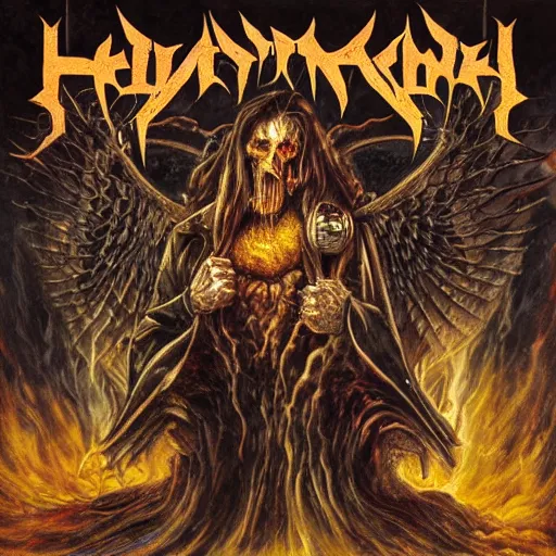 Image similar to heavy metal album art, hellfire