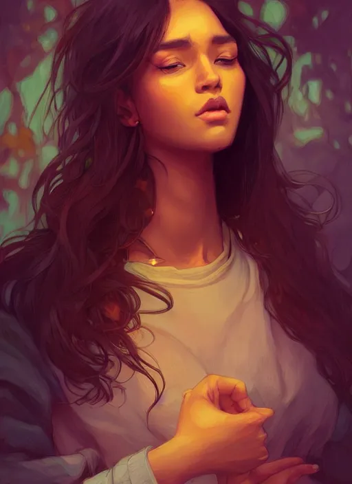 Image similar to handsome black young women with shoulder length brown hair, half body shot, path traced, highly detailed, high quality, digital painting, alena aenami, lilia alvarado, shinji aramaki, karol bak, alphonse mucha, tom bagshaw