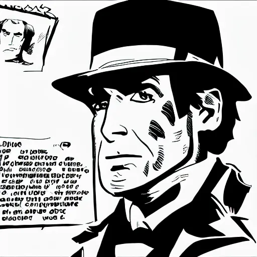 Prompt: saul goodman as a black and white comic novel character in the style of corto maltese by hugo pratt