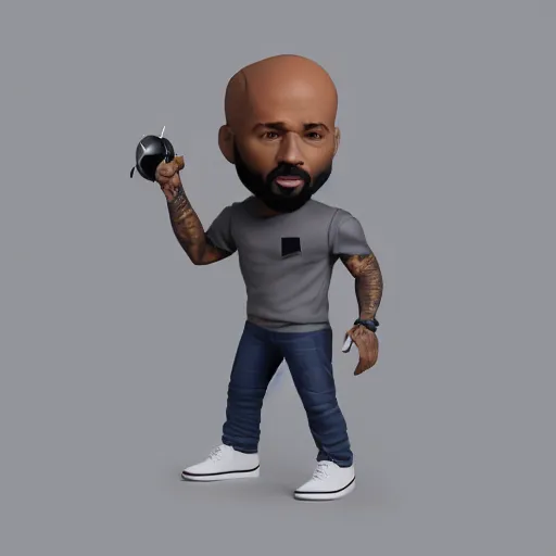 Prompt: full body 3 d render of joe budden as a full body funko pop!, studio lighting, grey background, single body, no shadow, blender, trending on artstation, 8 k, highly detailed