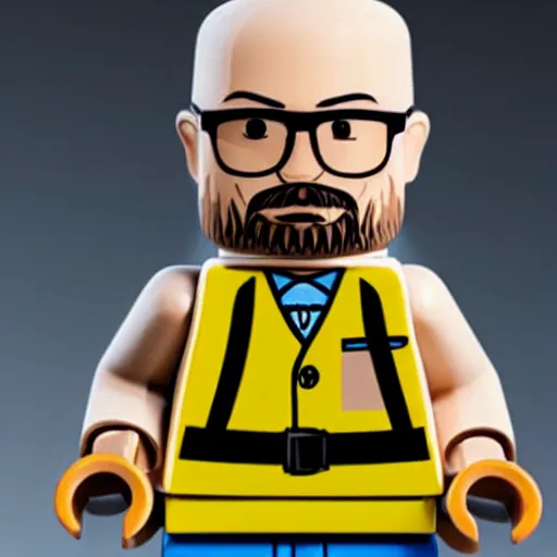 Prompt: Walter White Lego figurine, closeup studio lighting photograph 4K