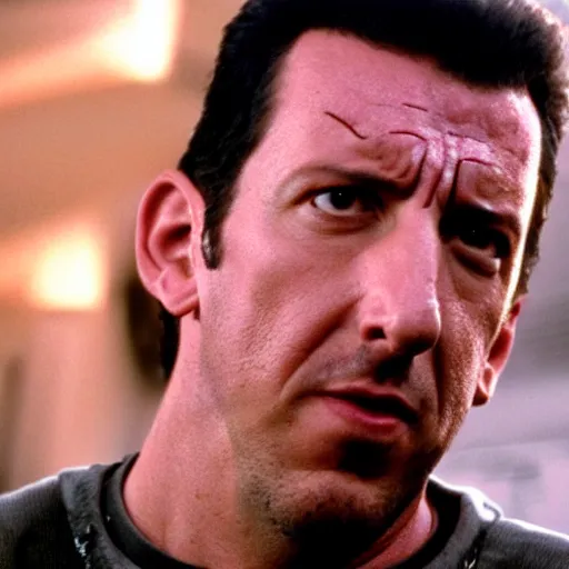 Image similar to adam sandler starting in the terminator movie, movie still, 8 k