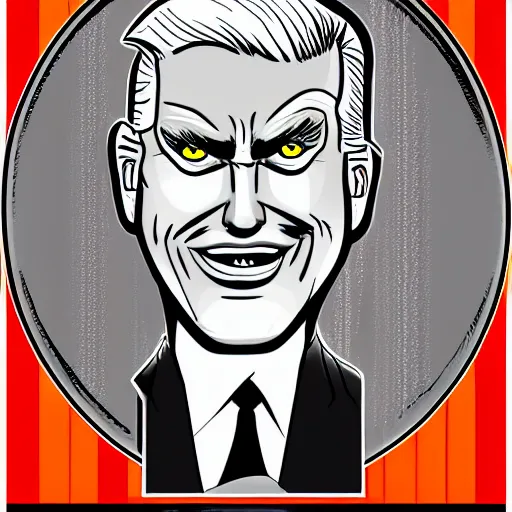 Image similar to character portrait inspired by max headroom and donald trump, digital art work made in comic art style, highly detailed macabre face, realistic