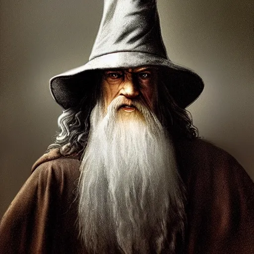 Prompt: Gandalf, the grey by Rembrandt