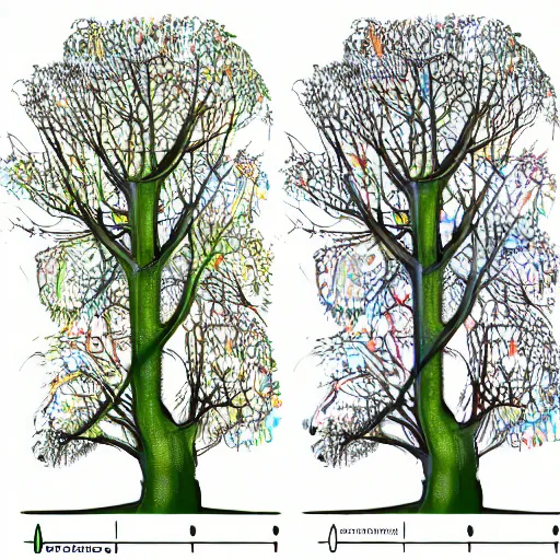 Image similar to a scientific diagram of a generative adversarial network that processes tree data