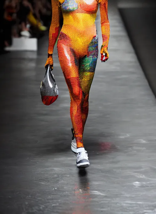 Prompt: hyperrealistic and heavy detailed adidas avant garde runway show of movie the fifth element diva, leica sl 2 5 0 mm, vivid color, high quality, high textured, real life