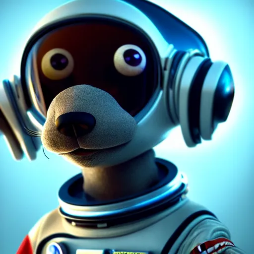 Image similar to an astronaut dog by Disney Pixar, highly detailed, ominous vibe, smoke, octane render, cgsociety, artstation, trending on ArtStation