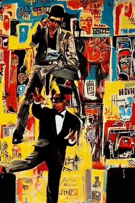 Image similar to scene from scarface movie, mafia, basquiat - style, retro - futuristic