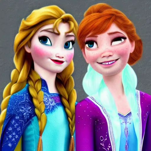 Elsa and Anna from Frozen in Hogwarts, photorealistic, | Stable Diffusion