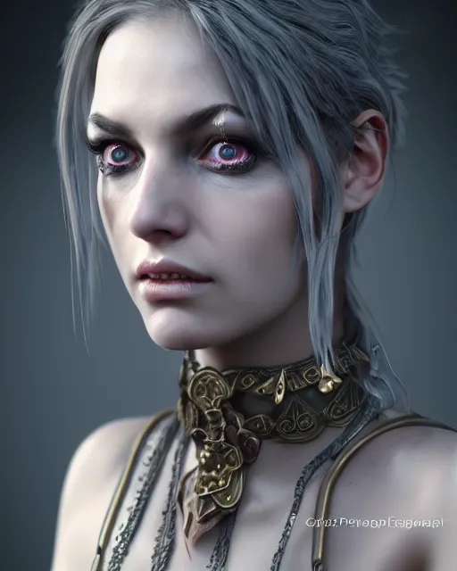 Image similar to headshot portrait of the demonic priestess, cgsociety, detailed, unreal engine, textured, cinematic, character design