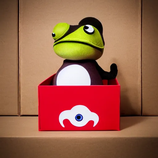 Prompt: cute monster in a box, product photography, centered, studio lightning