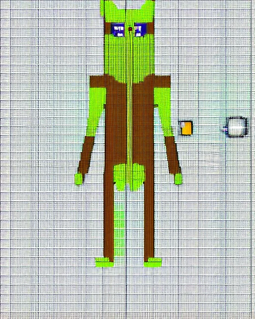 Image similar to spritesheet pixel art of feline alien main character, isomorphic top down view, transparent