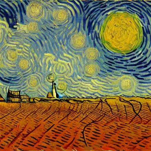 Prompt: nuclear bomb explosion, painted by vincent van gogh