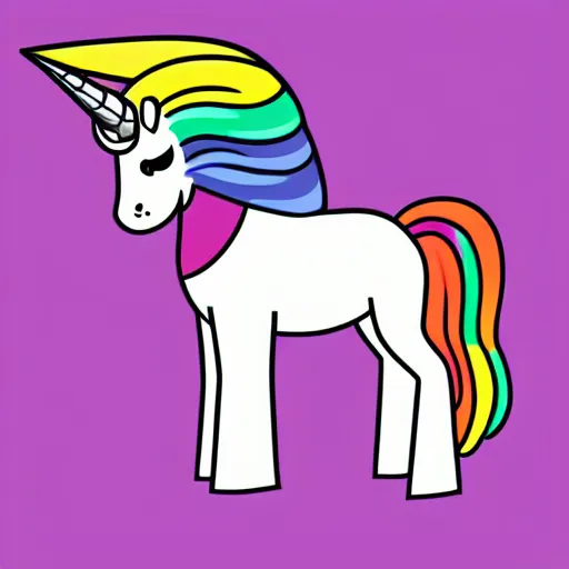 Image similar to Rainbow Robot Unicorn profile picture for social media sites. Limited palette, crisp vector line