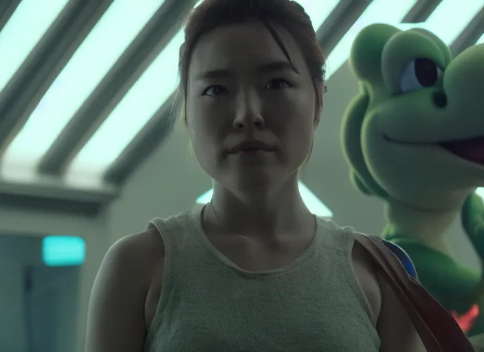 Image similar to film still of yoshi in the new sci - fi movie, 8 k