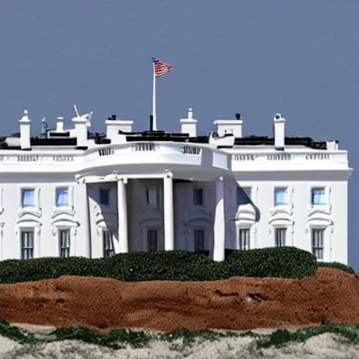 Image similar to the White House as a sand castle