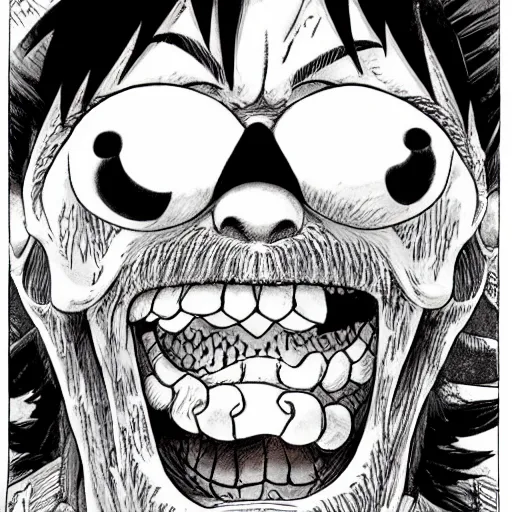 Image similar to [ luffy mustache ] ( by kim jung gi ) ( by george morikawa ) ( by kentaro miura ) ( by eiichiro oda )