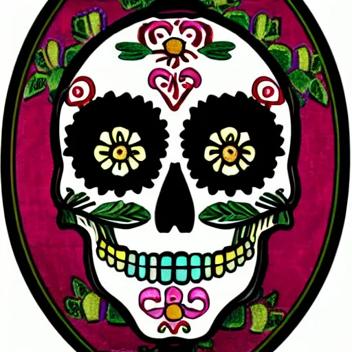 Image similar to greek goddess athena as a mexican sugar skull