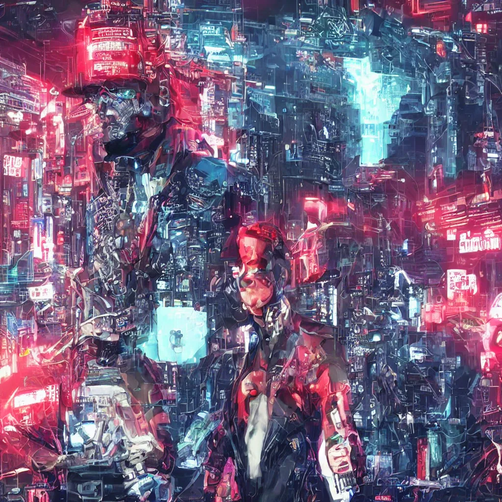 Image similar to cyberpunk trump