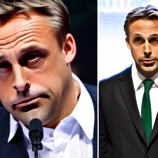 Prompt: Viktor Orban fighting Ryan Gosling